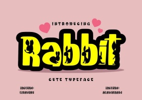 活泼可爱的兔子英文字体下载，花体英文在线生成预览