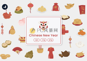中国新年插画元素AI/PS素材图标下载EPS/SVG/PNG文件