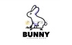 小白兔Logo野兔子简笔画卡通模板矢量标志AI/PSD/EPS文件